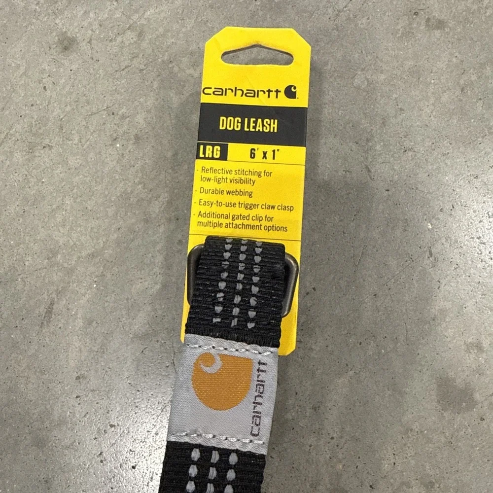 Carhartt NWT Black Reflective Dog Leash 6' x 1" Unopened Heavy Duty Workwear Pet - Picture 2 of 7
